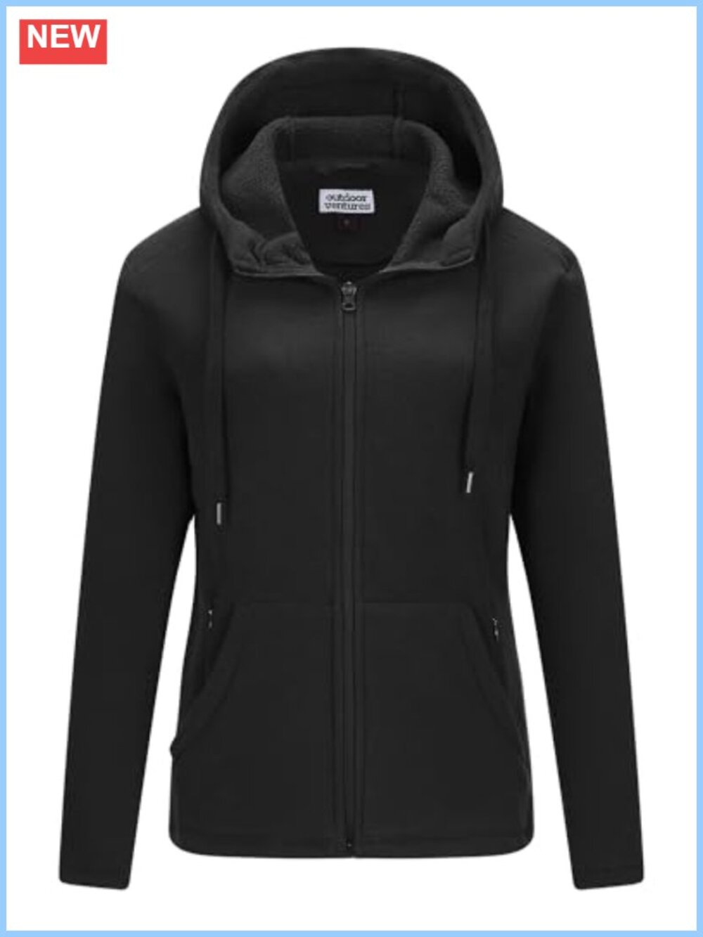 Women's Hooded Fleece Zip Up Jacket with 6 Pockets